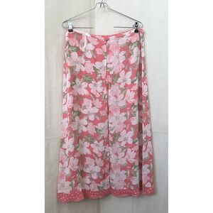 Emma James LizClaiborne Reversible Floral PolkaDot Midi Skirt 10 Coral Fairy Y2K